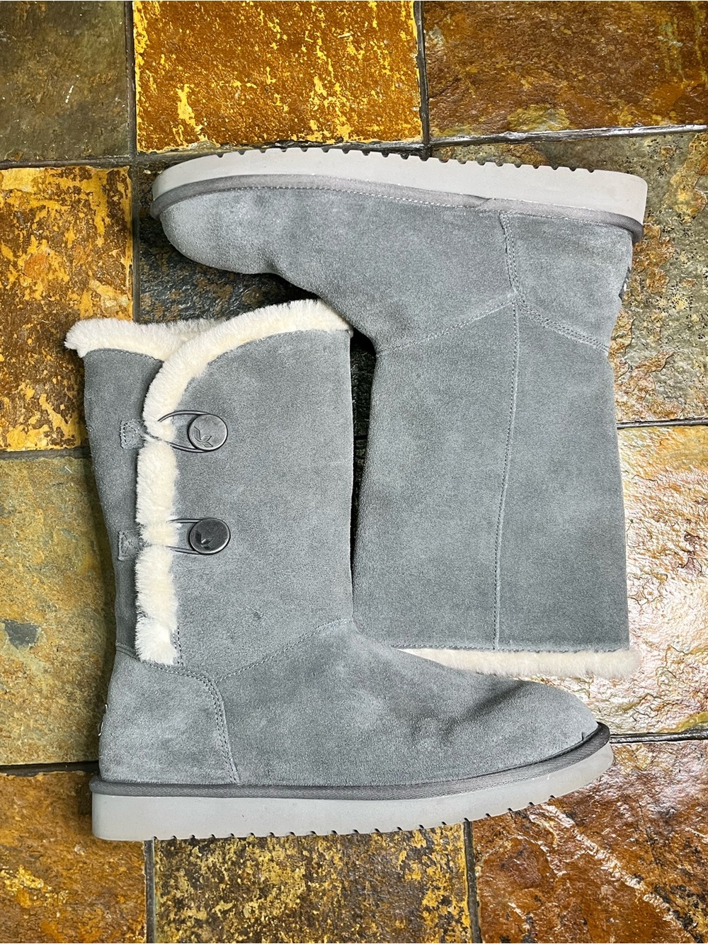 Koolaburra By Ugg Women's Kinslei Tall Suede & Faux Fur Stone Grey Size 11